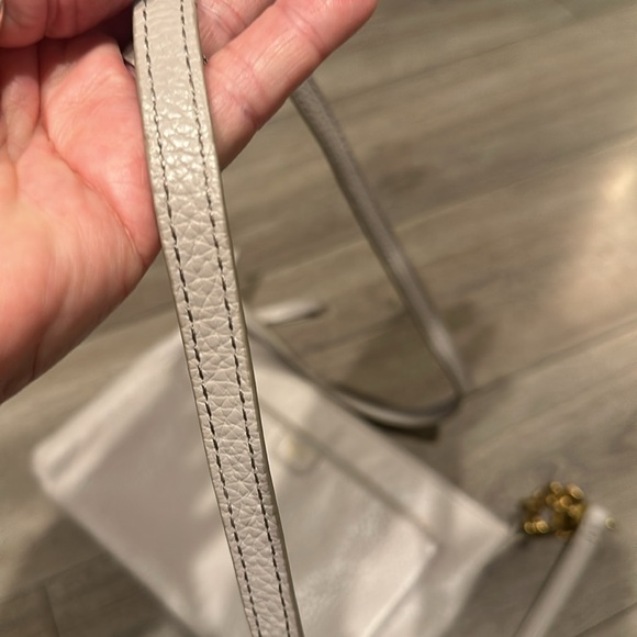 FOSSIL MIMI MINERAL GRAY LEATHER DOUBLE ZIP BAG,CROSSBODY,CONVERTIBLE - Picture 9 of 12